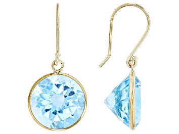 Picture of Blue Topaz 14K Yellow Gold Dangle Earrings 14.00ctw