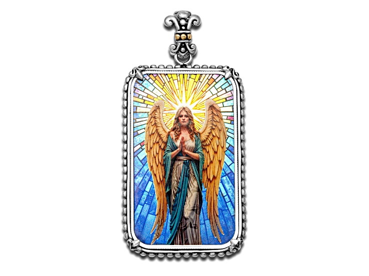 Silver Treasures by Samuel B. 1oz Colorized Bethlehem Angel Silver Ingot & 18k Gold Accent Enhancer
