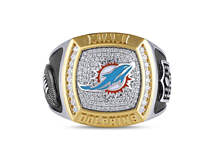 NFL True Fans Miami Dolphins Ring Diamonds, Sterling
