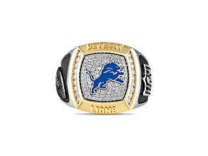 NFL True Fans Detroit Lions Ring 0.50ctw Diamonds, Sterling Silver With 10K Gold Accent