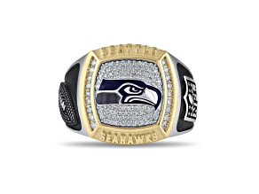NFL True Fans Seattle Seahawks Ring 0.50ctw Diamonds, Sterling Silver With 10K Gold Accent