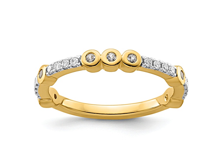 14K Yellow Gold Stackable Expressions White Topaz and Diamond Ring 0.285ctw