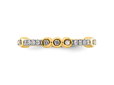 14K Yellow Gold Stackable Expressions White Topaz and Diamond Ring 0.285ctw