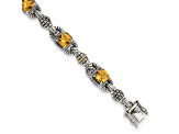 Sterling Silver with 14K Gold Over Sterling Silver Accent Oxidized Citrine Bracelet