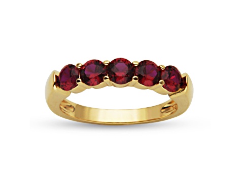 Lab Created Ruby 18k Yellow Gold Over Sterling Silver Ring 1.30ctw