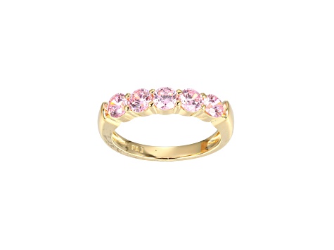 Pink Cubic Zirconia 18k Yellow Gold Over Sterling Silver Ring 2.16ctw