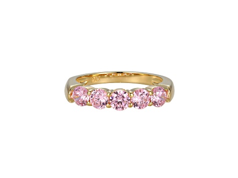 Pink Cubic Zirconia 18k Yellow Gold Over Sterling Silver Ring 2.16ctw