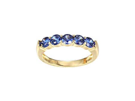 Blue Cubic Zirconia 18k Yellow Gold Over Sterling Silver Ring 1.77ctw