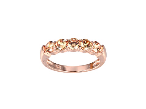 Champagne Cubic Zirconia 18k Rose Gold Over Sterling Silver Ring 2.02ctw