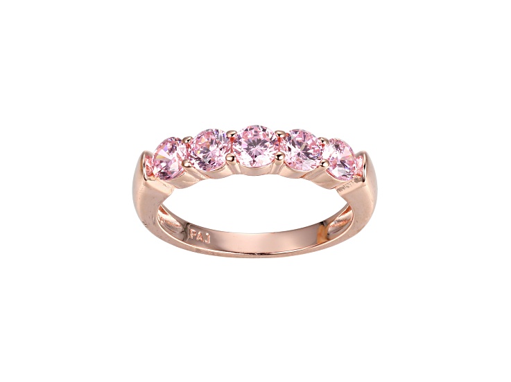 Pink Cubic Zirconia 18k Rose Gold Over Sterling Silver Ring 2.16ctw