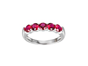 Lab Created Ruby Platinum Over Sterling Silver Ring 1.30ctw