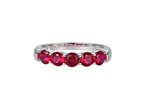 Lab Created Ruby Platinum Over Sterling Silver Ring 1.30ctw