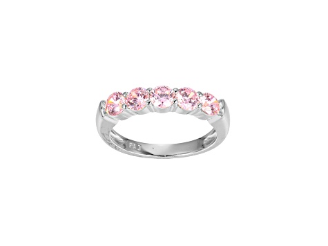 Pink Cubic Zirconia Platinum Over Sterling Silver Ring 2.16ctw