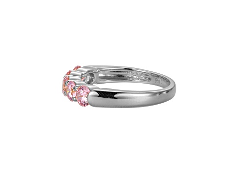 Pink Cubic Zirconia Platinum Over Sterling Silver Ring 2.16ctw