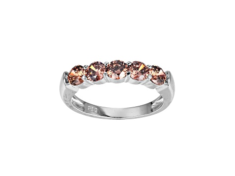 Mocha Cubic Zirconia Platinum Over Sterling Silver Ring 1.55ctw