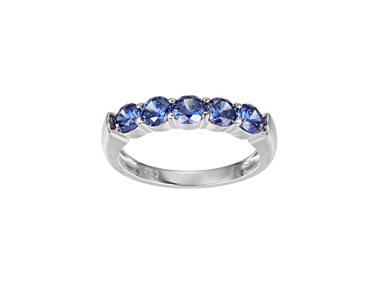 Blue Cubic Zirconia Platinum Over Sterling Silver Ring 1.77ctw