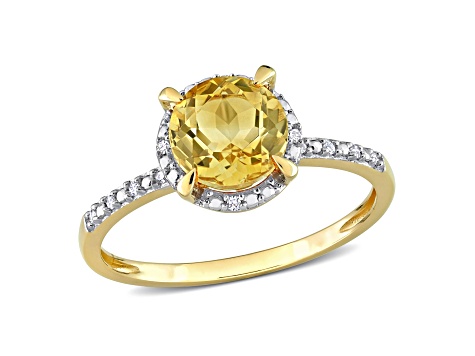 Citrine and Diamond Accent 10K Yellow Gold Engagement Ring 1.29ctw