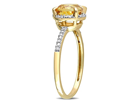 Citrine and Diamond Accent 10K Yellow Gold Engagement Ring 1.29ctw