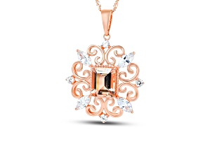 18K Rose Gold Over Sterling Silver 11x9mm Morganite Pendant 4.01ctw