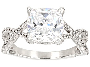 Judith Ripka 9.65ctw Bella Luce® Diamond Simulant Rhodium Over Sterling Silver Ring