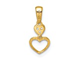 14K Yellow Gold Cubic Zirconia Hearts Dangle Pendant