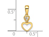 14K Yellow Gold Cubic Zirconia Hearts Dangle Pendant