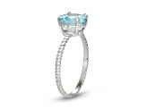 Round Aquamarine 10K White Gold Twist Band Ring 1.50ctw