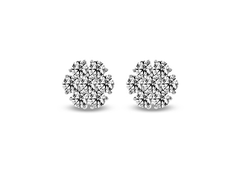 1.50ctw Lab Grown Diamond Cluster Earrings in 14k White Gold