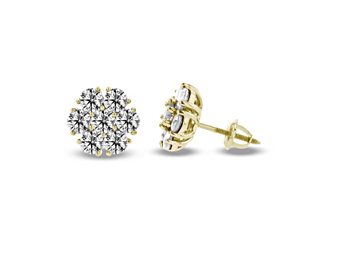 2.00ctw Lab Grown Diamond Cluster Earrings in 14k Yellow Gold