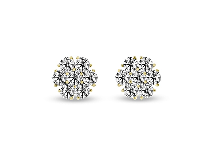 3.50ctw Lab Grown Diamond Cluster Earrings in 14k Yellow Gold