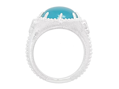 Judith Ripka Oval Paraiba Blue Agate And 0.23ctw Bella Luce Rhodium Over Sterling Silver Ring