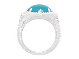 Judith Ripka Oval Paraiba Blue Agate And 0.23ctw Bella Luce Rhodium Over Sterling Silver Ring