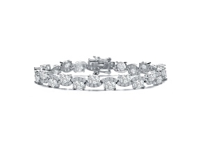 Clear Cubic Zirconia, Rhodium Plated Sterling Silver Tennis Bracelet