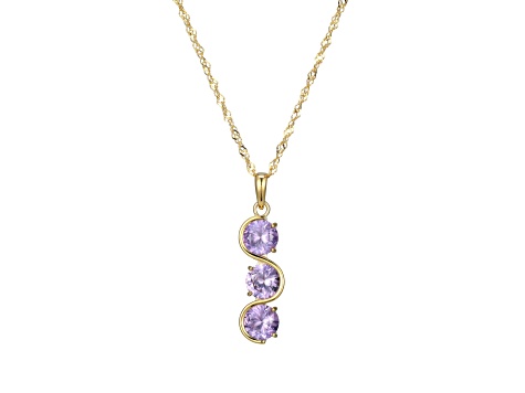 Lab Created Alexandrite Sapphire 18k Yellow Gold Over Silver December Birthstone Pendant 3.87ctw