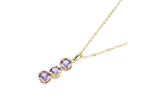 Lab Created Alexandrite Sapphire 18k Yellow Gold Over Silver December Birthstone Pendant 3.87ctw