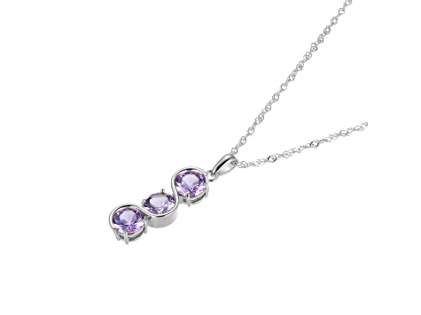 Lab Created Alexandrite Sapphire Platinum Over Sterling Silver December Birthstone Pendant 3.87ctw