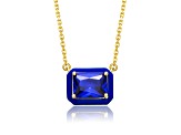 Sapphire Blue Cubic Zirconia, Teens 14k Gold Plated over Brass Blue Enamel Pendant Necklace