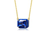 Sapphire Blue Cubic Zirconia, Teens 14k Gold Plated over Brass Blue Enamel Pendant Necklace