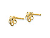 14K Yellow Gold Cubic Zirconia Diamond-cut Children's Flower Post Earrings