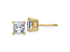 14K Yellow Gold 1.5ct. 5.0mm Princess G H I True Light Moissanite Earrings