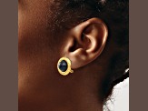 14k Yellow Gold 17mm Onyx Fancy Stud Earrings