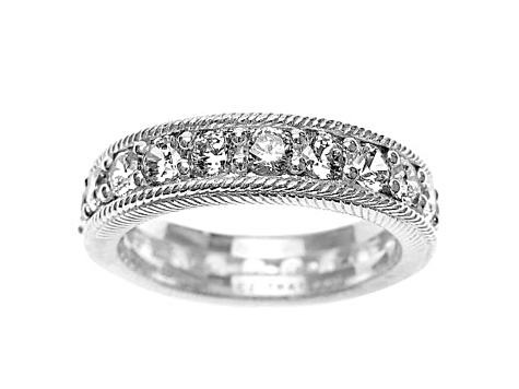 Judith Ripka 4.33ctw Bella Luce Diamond Simulant Rhodium Over Sterling Silver Infinity Band Ring