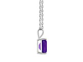 10x8mm Emerald Cut Amethyst 14k White Gold Pendant With Chain