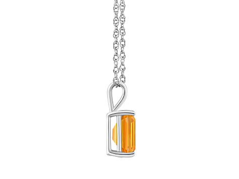 10x8mm Emerald Cut Citrine 14k White Gold Pendant With Chain