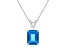 10x8mm Emerald Cut Blue Topaz 14k White Gold Pendant With Chain