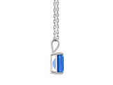 10x8mm Emerald Cut Blue Topaz 14k White Gold Pendant With Chain