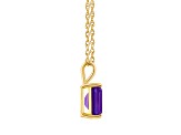 10x8mm Emerald Cut Amethyst 14k Yellow Gold Pendant With Chain