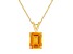 10x8mm Emerald Cut Citrine 14k Yellow Gold Pendant With Chain