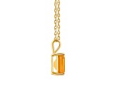 10x8mm Emerald Cut Citrine 14k Yellow Gold Pendant With Chain