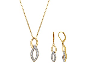 White Diamond Accent 18k Yellow Gold Over Bronze Earring And Pendant Set
